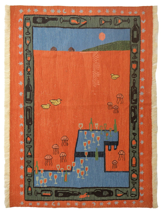 "KAYIKHANEDE GÜN BATIMI", Vardal Caniş, El dokuması kilim